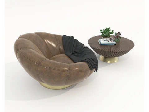 Modern Coffee Table and Armchair Set 78 3D Model