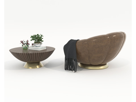 现代咖啡桌和扶手椅套装 78 3D 模型