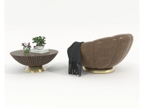 Modern Coffee Table and Armchair Set 78 3D Model