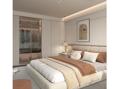 Modern Bedroom Scene 51 3D Model