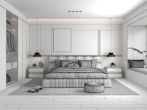 현대 침실 장면 51 3D 모델