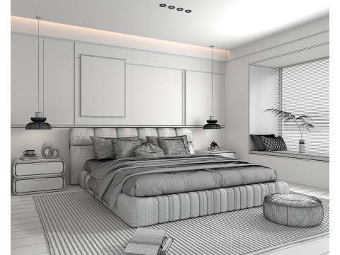 현대 침실 장면 51 3D 모델