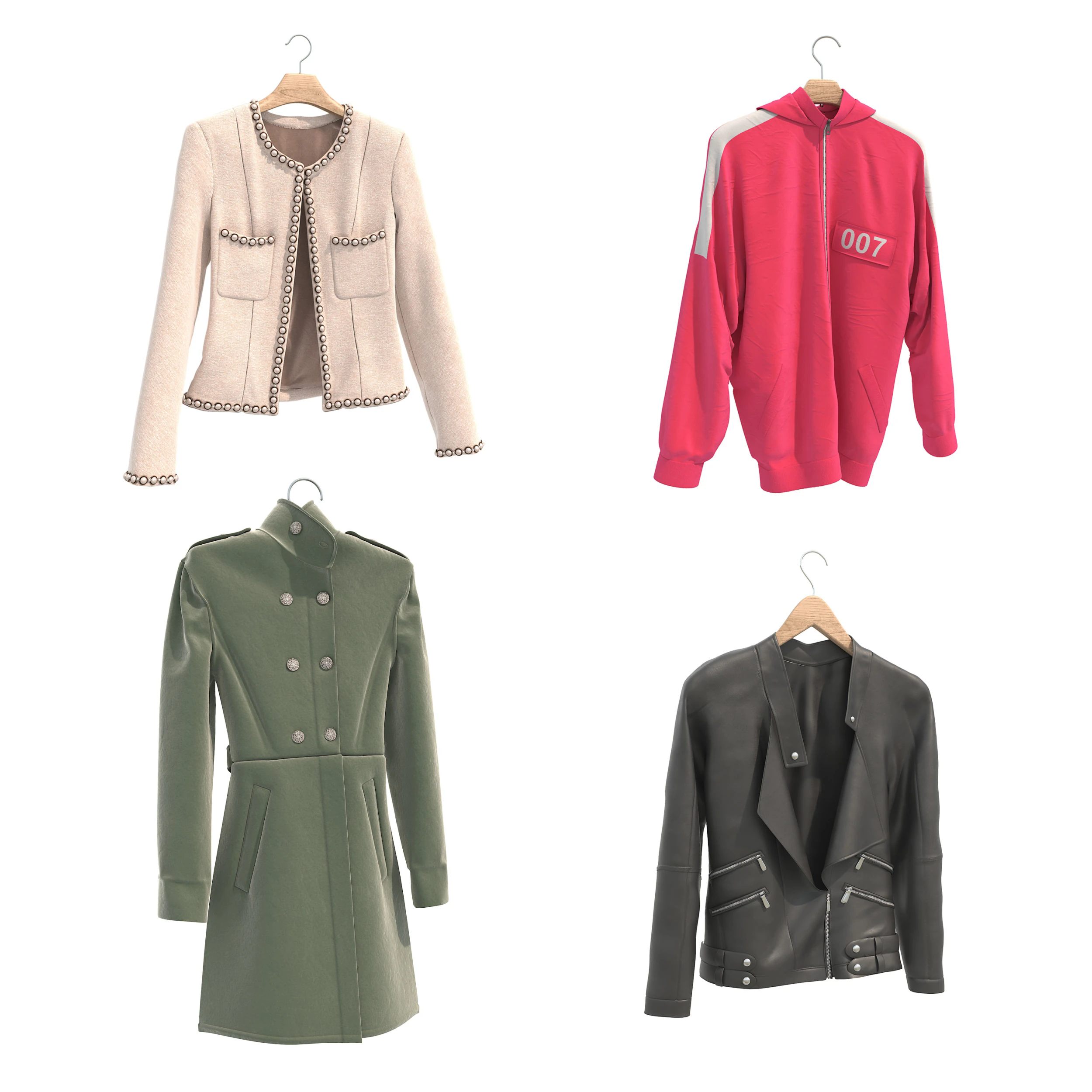Coat on Hanger 9 3D Model .c4d .max .obj .3ds .fbx .stl .blend 