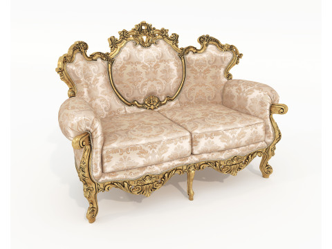 Классический комплект диванов и кресел в европейском стиле 16 3D Модель