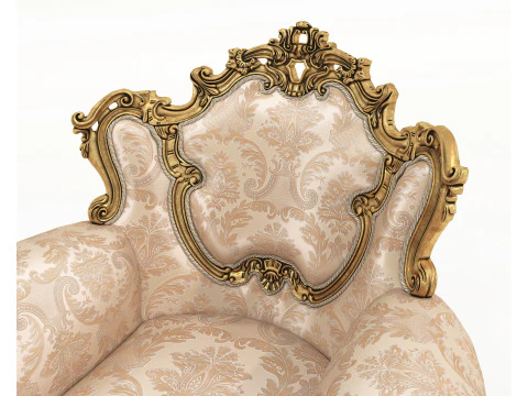 Klassieke bank- en fauteuilset in Europese stijl 16 3D Model