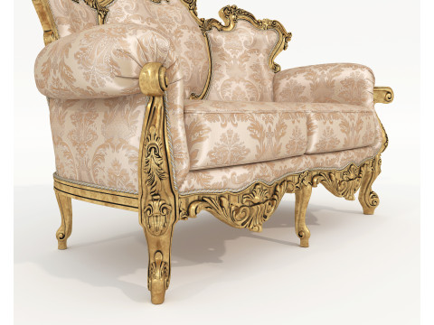 Классический комплект диванов и кресел в европейском стиле 16 3D Модель