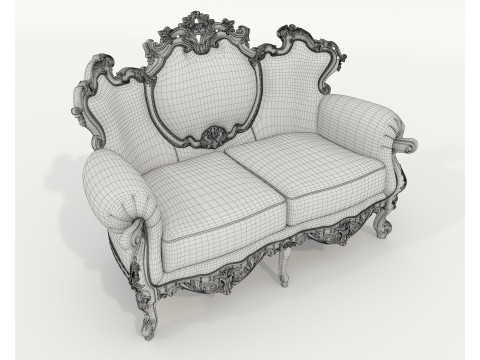Классический комплект диванов и кресел в европейском стиле 16 3D Модель