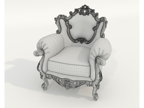 Классический комплект диванов и кресел в европейском стиле 16 3D Модель