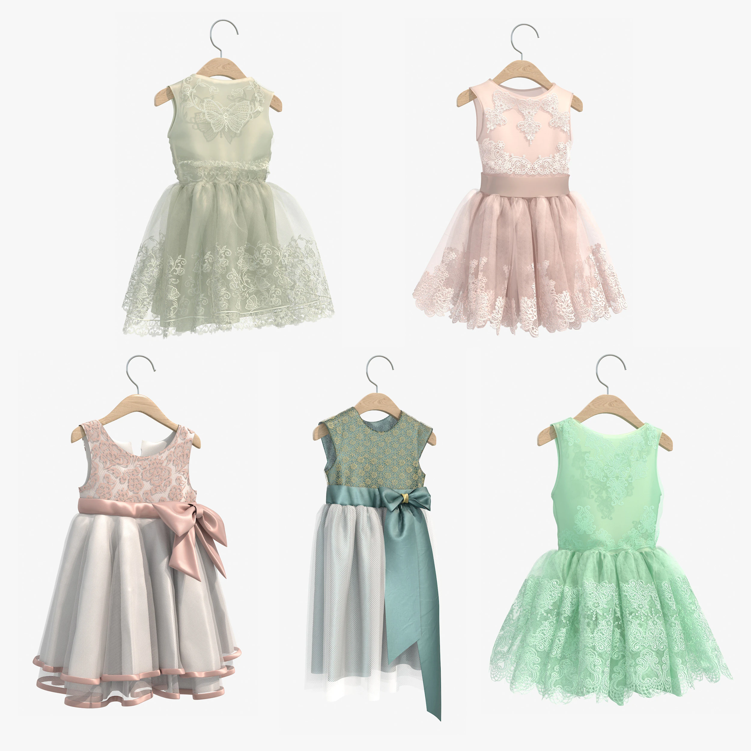 Children Clothing on Hanger 4 3D Model .c4d .max .obj .3ds .fbx .stl .blend 