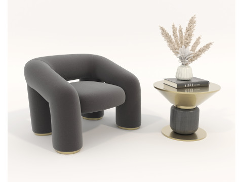 Современный комплект журнального столика и кресла 79 3D Модель