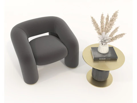 Set tavolino e poltrona moderni 79 Modello 3D