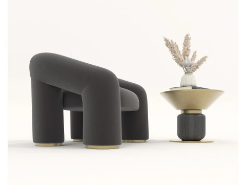 Set tavolino e poltrona moderni 79 Modello 3D