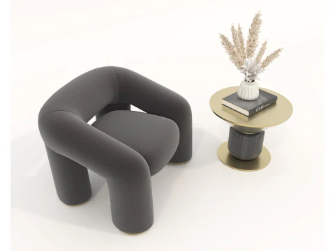 Set tavolino e poltrona moderni 79 Modello 3D