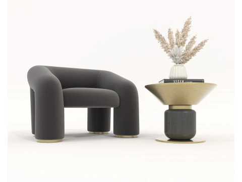Set tavolino e poltrona moderni 79 Modello 3D