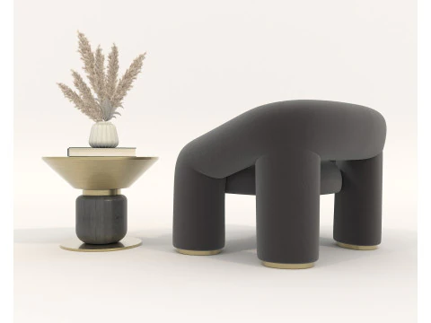 Set tavolino e poltrona moderni 79 Modello 3D