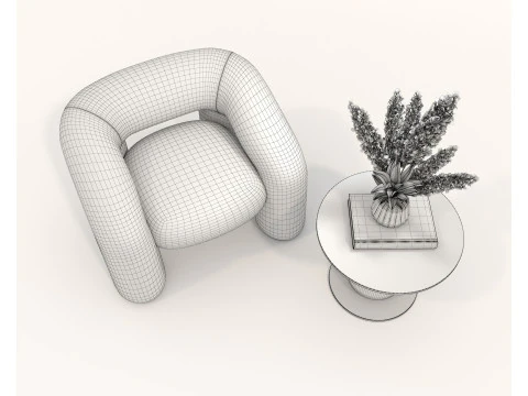 Set tavolino e poltrona moderni 79 Modello 3D