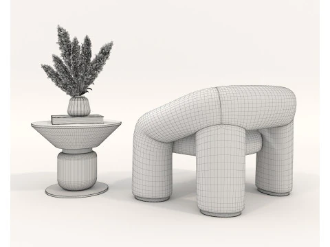 Set tavolino e poltrona moderni 79 Modello 3D