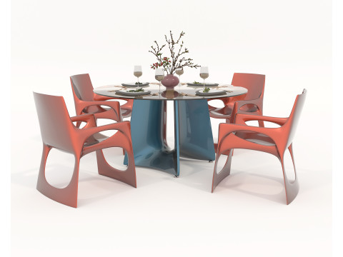 Modern Dining Table and Chairs 42 3D Model