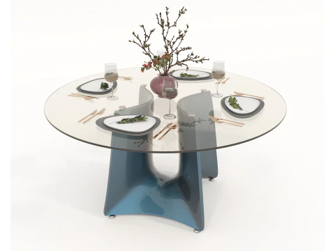 Modern Dining Table and Chairs 42 3D Model