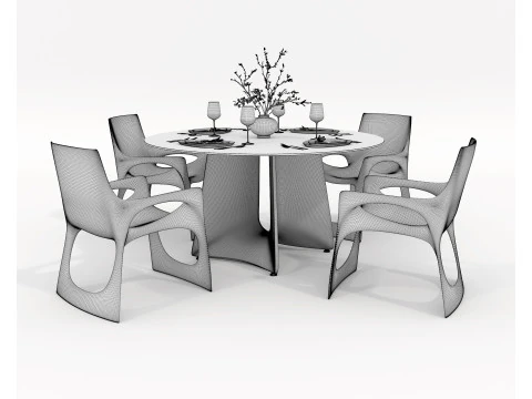 Modern Dining Table and Chairs 42 3D Model