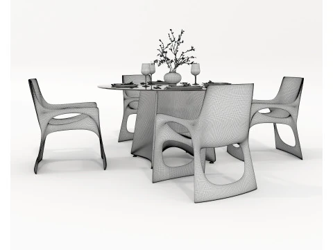 Modern Dining Table and Chairs 42 3D Model
