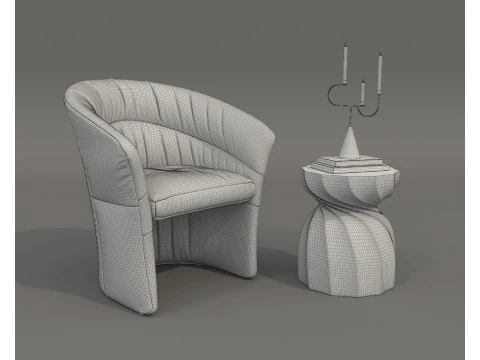 Set tavolino e poltrona moderni 80 Modello 3D