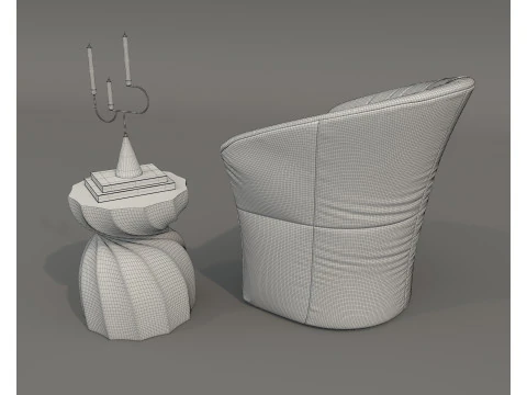 Set tavolino e poltrona moderni 80 Modello 3D