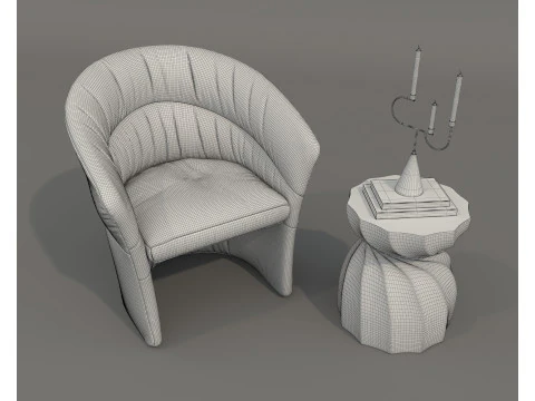 Set tavolino e poltrona moderni 80 Modello 3D