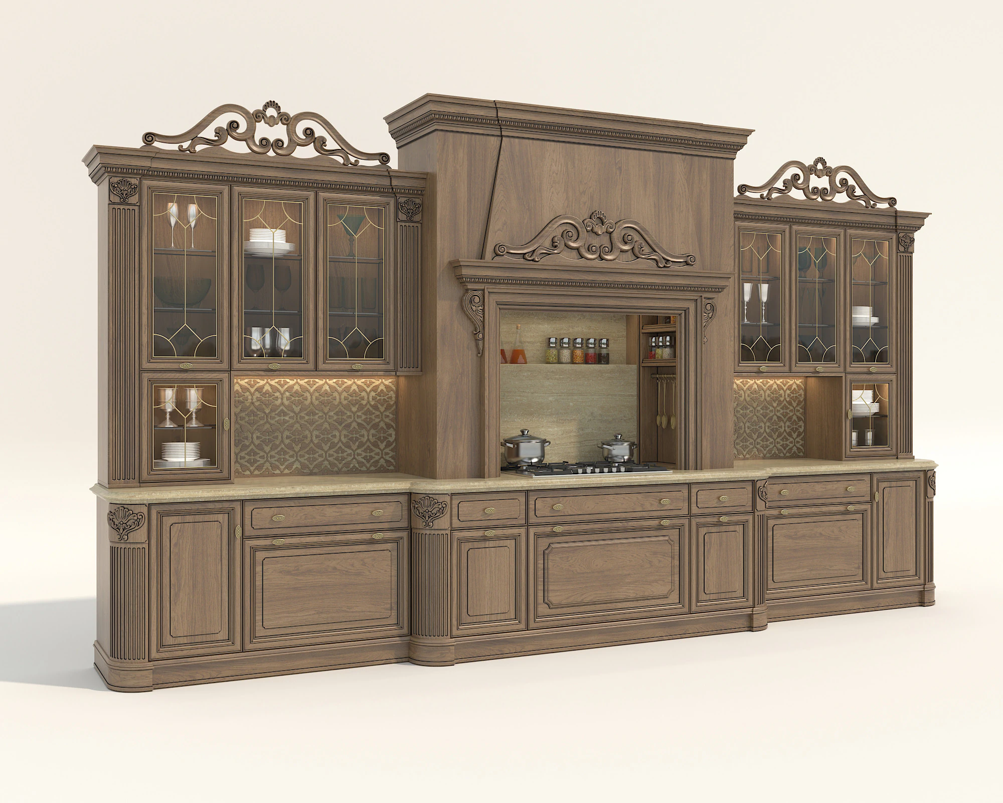 Classic European Style Kitchen Cabinet 27 3D Model .c4d .max .obj .3ds .fbx .stl .blend 