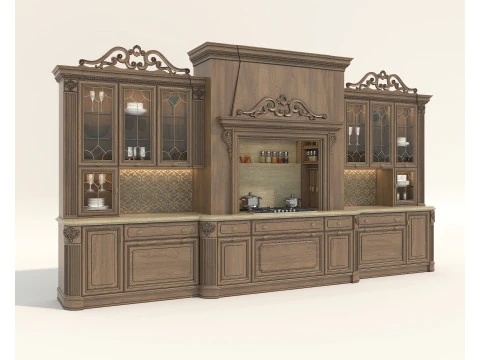 क्लासिक यूरोपीय शैली रसोई कैबिनेट 27 3D मॉडल