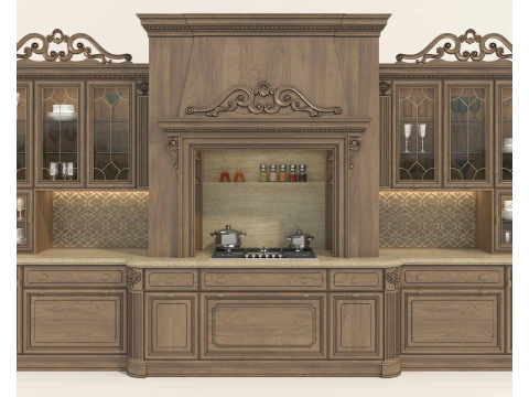Classic European Style Kitchen Cabinet 27 3D Model
