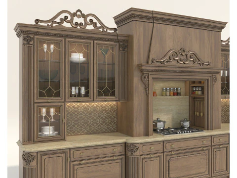 Classic European Style Kitchen Cabinet 27 3D Model