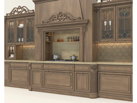 Classic European Style Kitchen Cabinet 27 3D Model