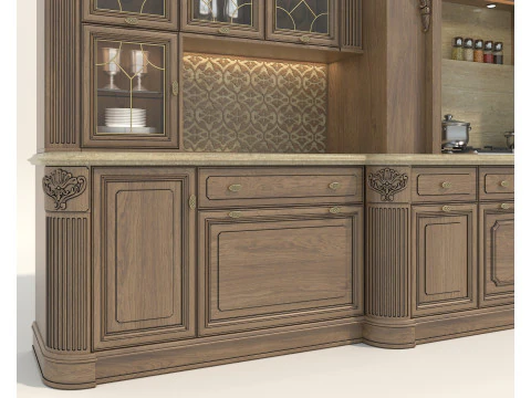 Classic European Style Kitchen Cabinet 27 3D Model