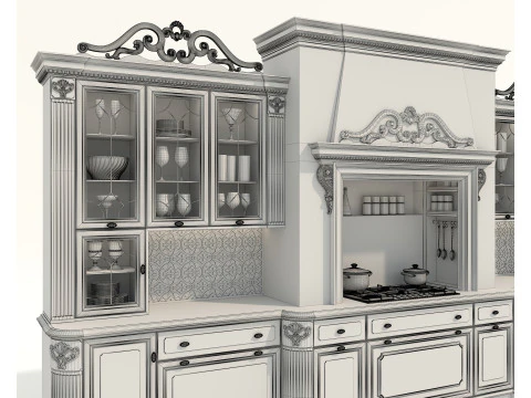 Classic European Style Kitchen Cabinet 27 3D Model