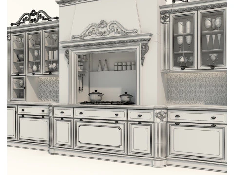 Classic European Style Kitchen Cabinet 27 3D Model