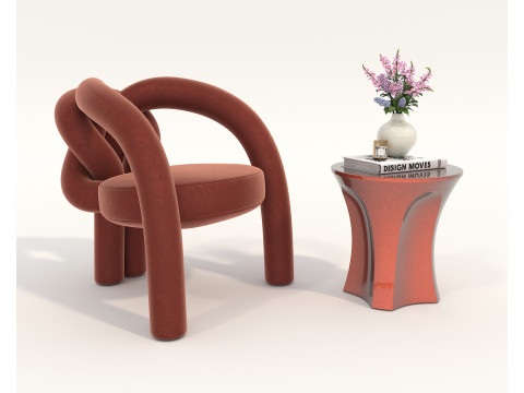 Conjunto moderno de mesa de centro e poltrona 81 Modelo 3D