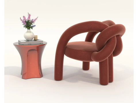 Set tavolino e poltrona moderni 81 Modello 3D