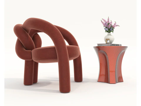 Set tavolino e poltrona moderni 81 Modello 3D