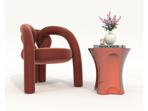 Set tavolino e poltrona moderni 81 Modello 3D