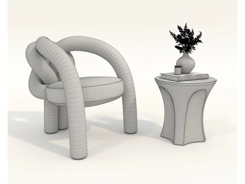 Set tavolino e poltrona moderni 81 Modello 3D