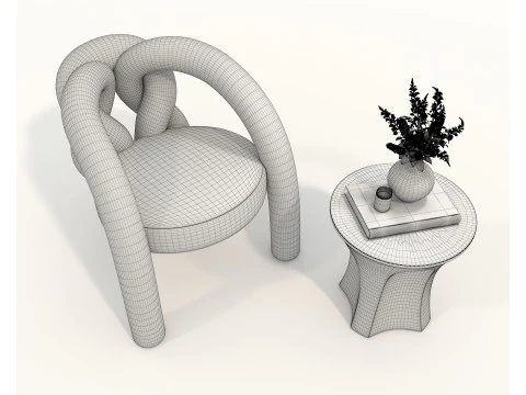 Set tavolino e poltrona moderni 81 Modello 3D