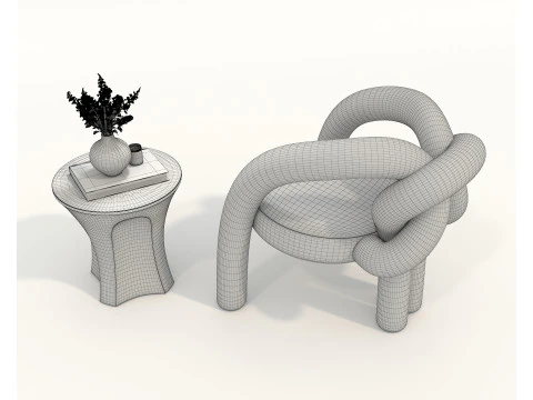 Set tavolino e poltrona moderni 81 Modello 3D