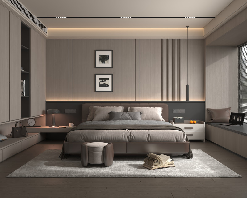 Modern Bedroom Scene 52 3D Model .c4d .max .obj .3ds .fbx .stl .blend
