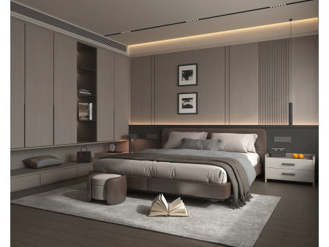 Modern Bedroom Scene 52 3D Model