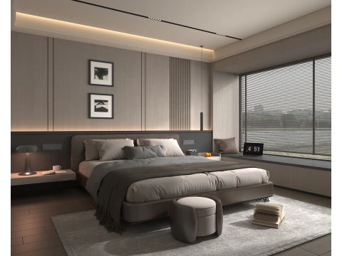 Modern Bedroom Scene 52 3D Model