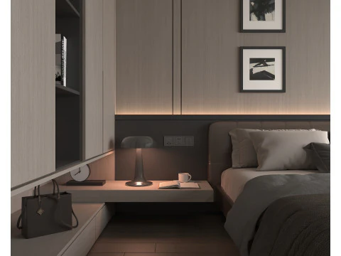 Modern Bedroom Scene 52 3D Model