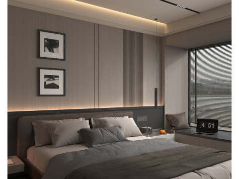 Modern Bedroom Scene 52 3D Model