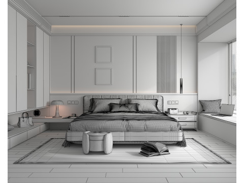 Modern Bedroom Scene 52 3D Model