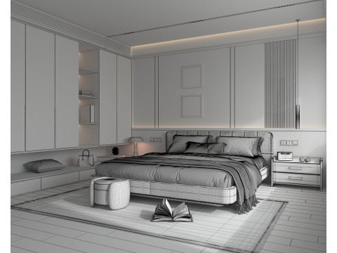 Modern Bedroom Scene 52 3D Model
